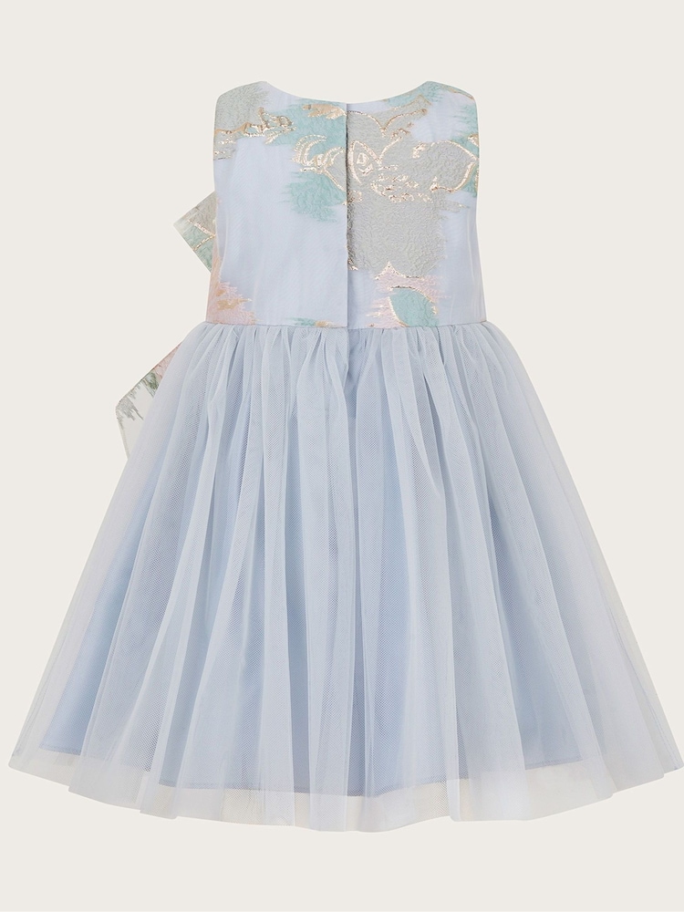 Monsoon Blue Baby Bennie Bow Jacquard Dress - Image 2 of 4