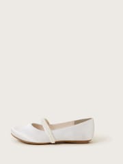 Monsoon White Pearl Strap Ballet Flats - Image 2 of 3
