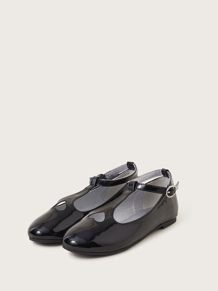 Monsoon Black Patent Heart Ballet Flats - Image 1 of 3