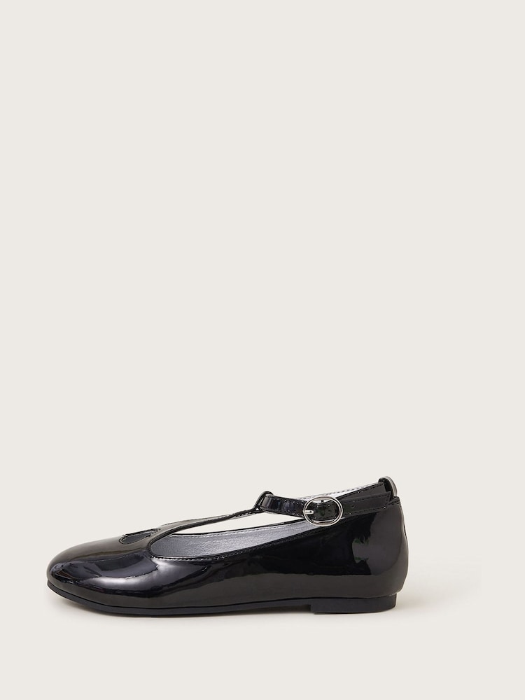 Monsoon Black Patent Heart Ballet Flats - Image 2 of 3