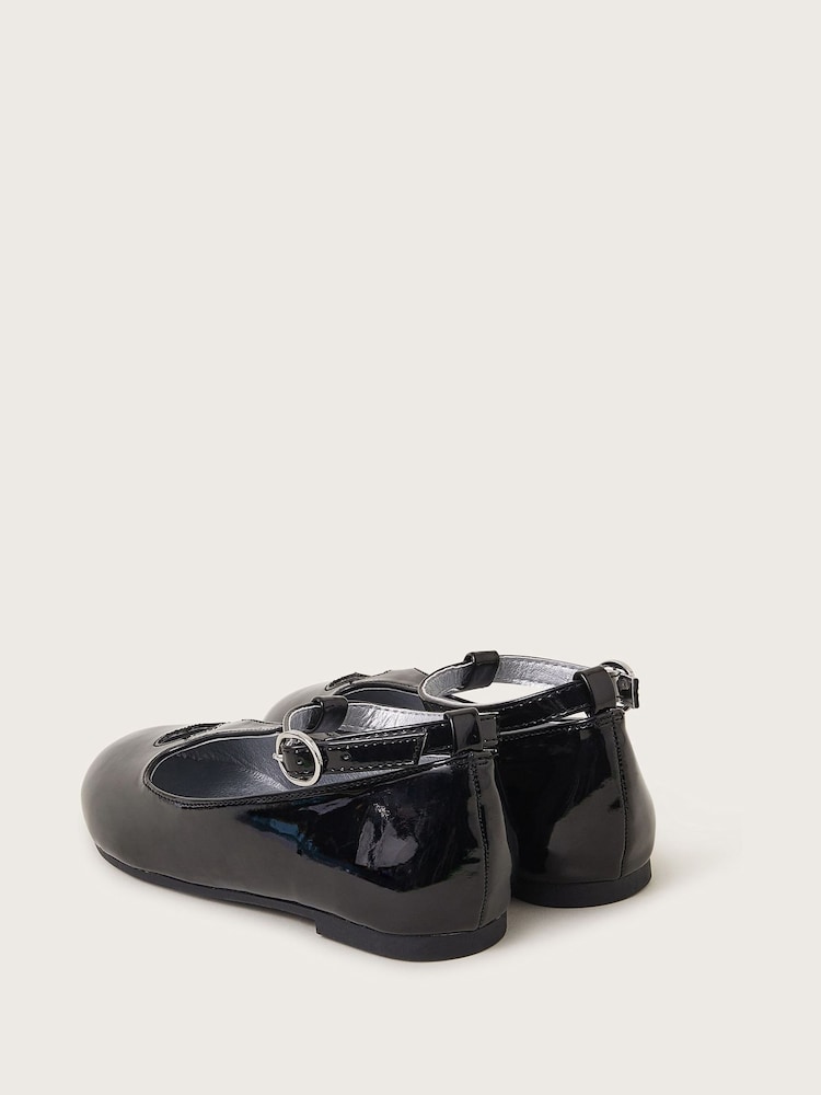 Monsoon Black Patent Heart Ballet Flats - Image 3 of 3