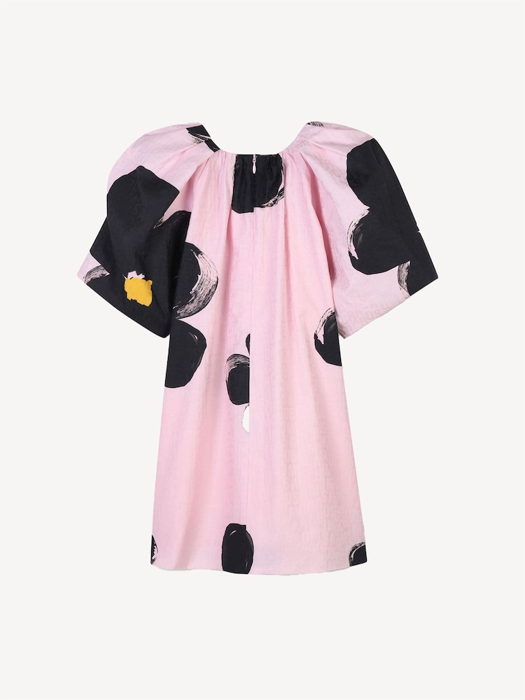 Marc Jacobs Pink Floral Print Mini Dress With Oversized Sleeve Detail - Image 2 of 3