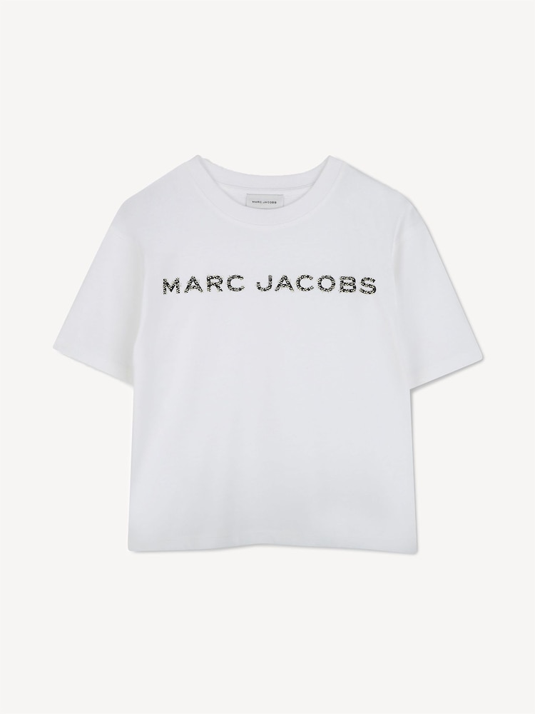 Marc Jacobs White Diamante Logo Short Sleeve T-Shirt - Image 1 of 2