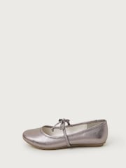Monsoon Silver Bow Strap Metallic Ballet Flats - Image 3 of 3