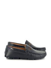 BOSS Blue Logo Moccasin Loafers - Image 1 of 8