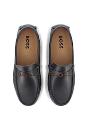 BOSS Blue Logo Moccasin Loafers - Image 6 of 8