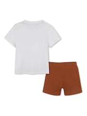 BOSS Brown Logo Baby Short Sleeve T-Shirt And Shorts Set - Image 2 of 6