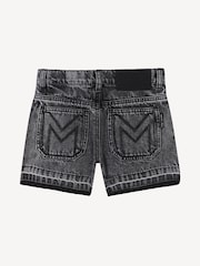 Marc Jacobs Black Logo High Waist Denim Shorts With Floral Embroidery - Image 2 of 4