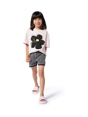 Marc Jacobs Black Logo High Waist Denim Shorts With Floral Embroidery - Image 3 of 4