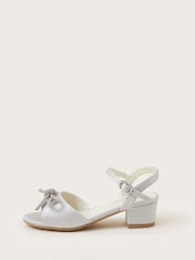 Monsoon Silver Diamante Bow Satin Heeled Sandals - Image 2 of 3