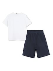 BOSS White Logo Short Sleeve T-Shirt & Short Set - Image 2 of 6