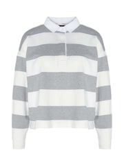 Barbour® Grey/White Marsden Rugby 100% Cotton Top - Image 6 of 6