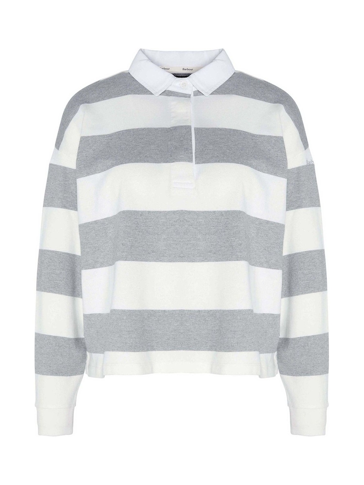 Barbour® Grey/White Marsden Rugby 100% Cotton Top - Image 6 of 6