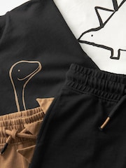 Black/Tan Dinosaur Short Sleeve T-Shirt & Shorts Set 2 Pack (3mths-7yrs) (3mths-7yrs) - Image 11 of 11