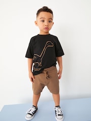 Black/Tan Dinosaur Short Sleeve T-Shirt & Shorts Set 2 Pack (3mths-7yrs) (3mths-7yrs) - Image 4 of 11