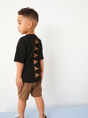 Black/Tan Dinosaur Short Sleeve T-Shirt & Shorts Set 2 Pack (3mths-7yrs) (3mths-7yrs) - Image 5 of 11