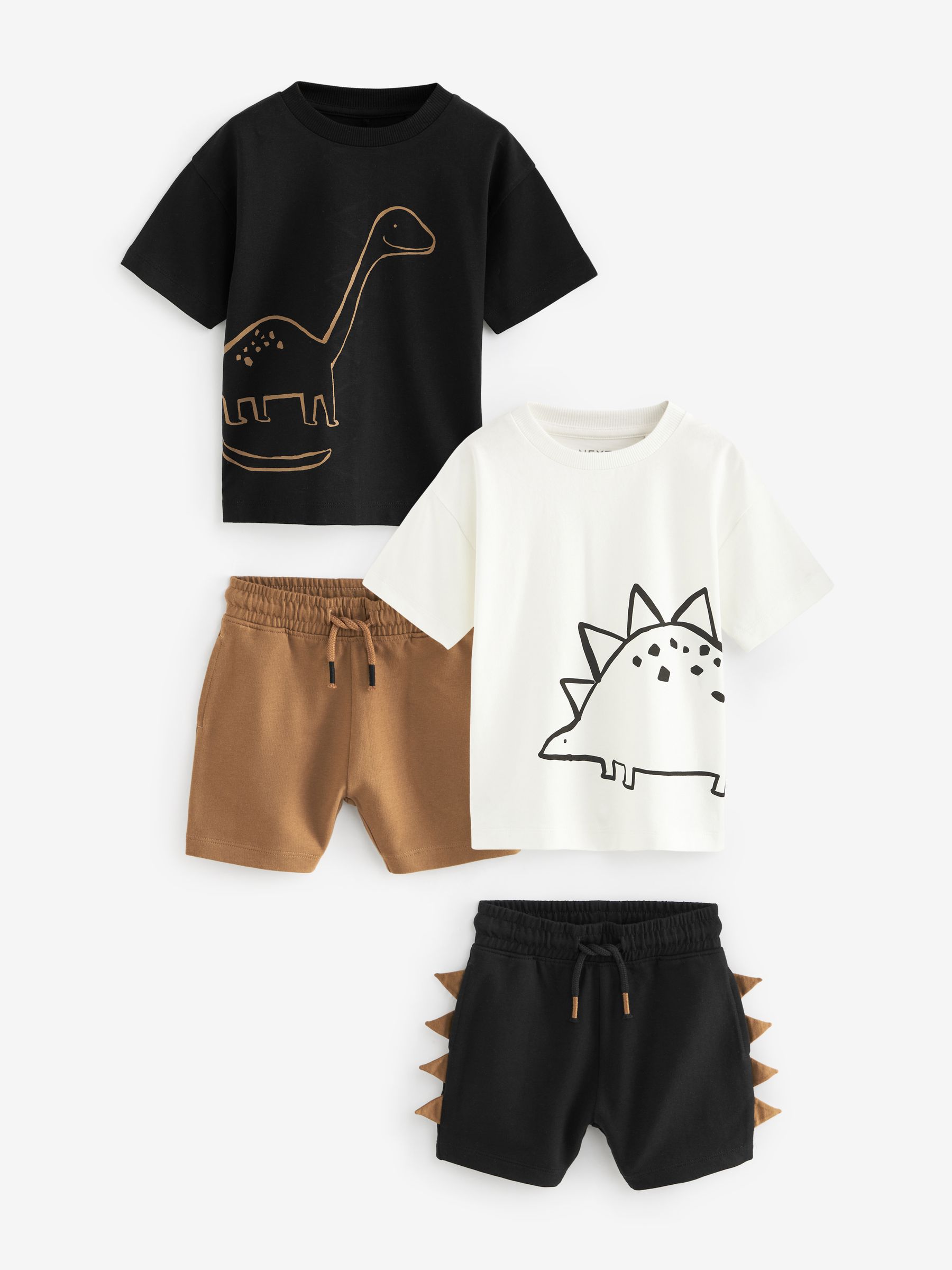 Buy Black/Tan Dinosaur Short Sleeve T-Shirt & Shorts Set 2