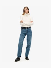 Superdry Blue Ground Mid Rise Wide Leg 100% Cotton Jeans - Image 1 of 6