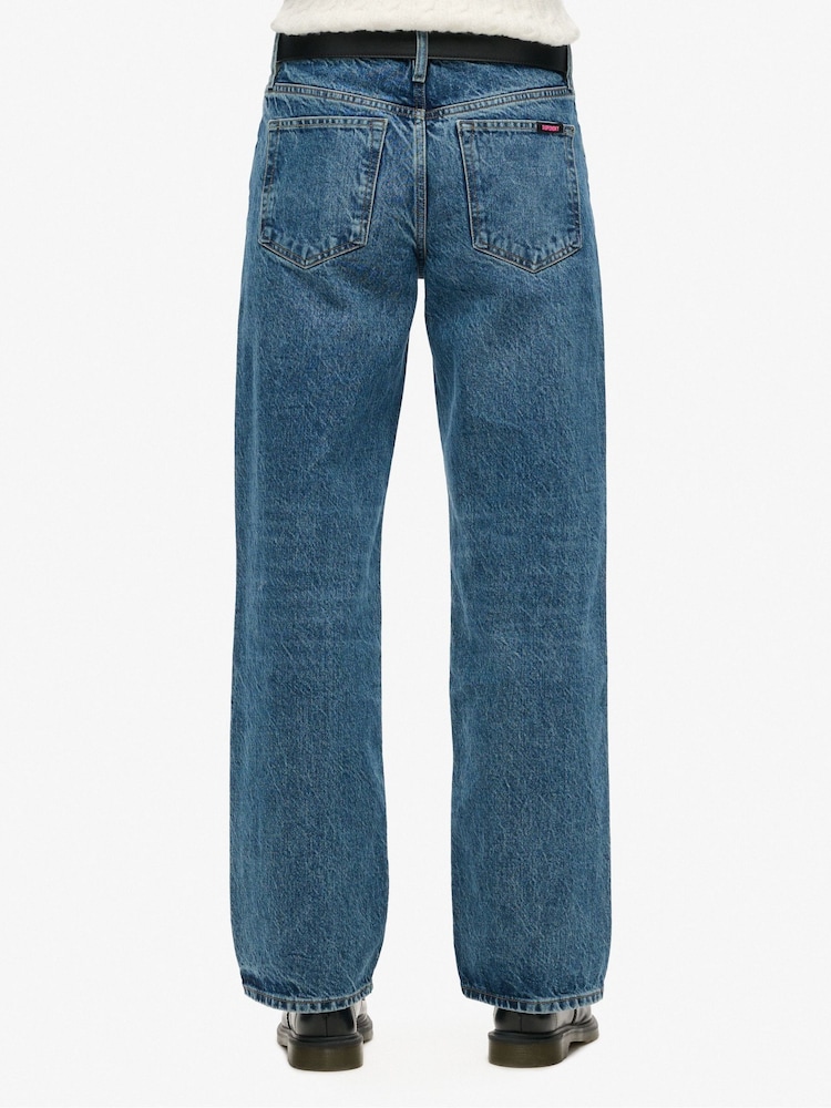 Superdry Blue Ground Mid Rise Wide Leg 100% Cotton Jeans - Image 3 of 6