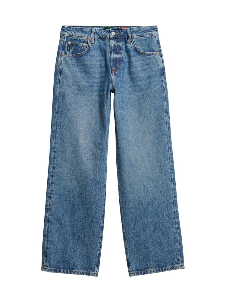 Superdry Blue Ground Mid Rise Wide Leg 100% Cotton Jeans - Image 5 of 6