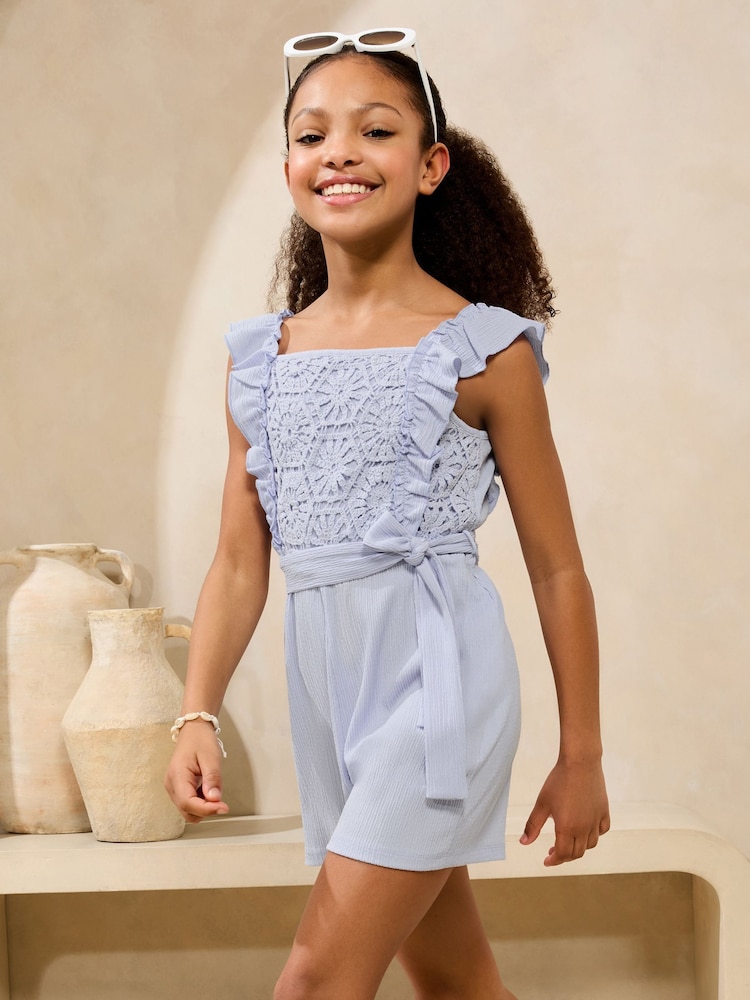Bleu - Combinaison Lipsy Crochet Holiday Shop (5-16ans) - Image 1 of 4