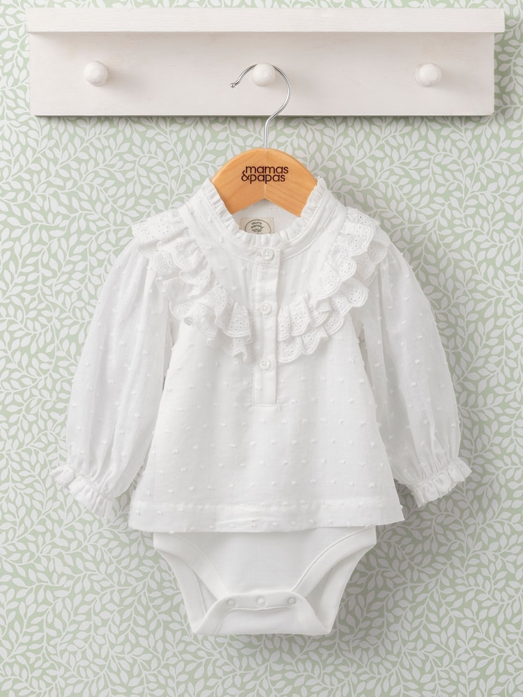 Mamas & Papas Roșu Lace Volant 100% Body Cotton - Imaginea 1 din 3