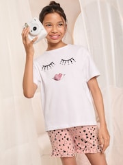 Lipsy Pink/White Printed Jersey Cotton Pyjamas (5-16yrs) - Image 2 of 4