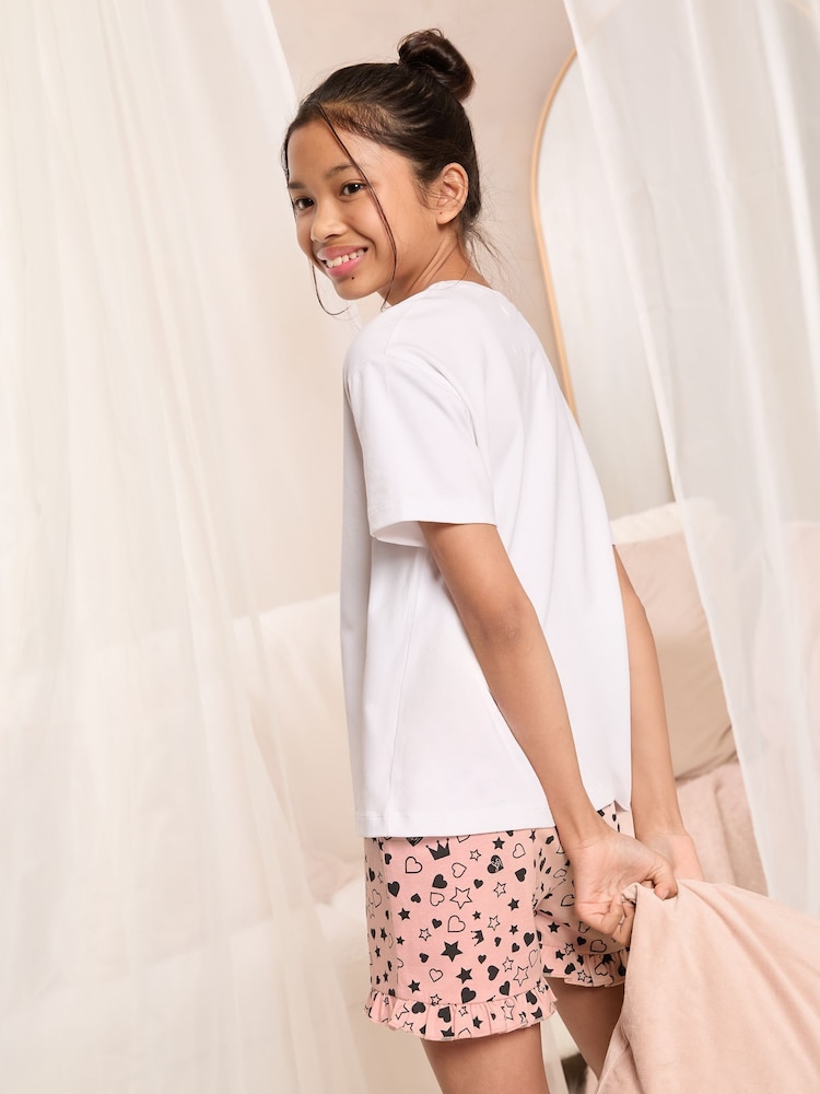 Lipsy Pink/White Printed Jersey Cotton Pyjamas (5-16yrs) - Image 4 of 4