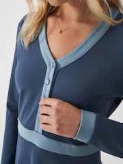 Rochie Ponte albastră Crew Clothing Company cu decolteu în V - Image 2 of 6