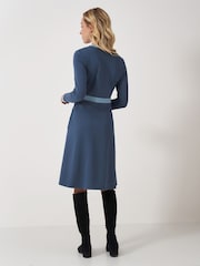 Rochie Ponte albastră Crew Clothing Company cu decolteu în V - Image 5 of 6