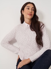 Suéter de punto trenzado con hilo retorcido en rosa de Crew Clothing Company - Imagen 1 de 5