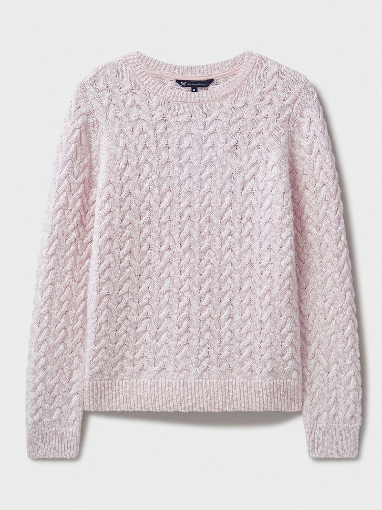 Suéter de punto trenzado con hilo retorcido en rosa de Crew Clothing Company - Imagen 5 de 5