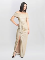 Gina Bacconi Gold Trudy Bardot Wrap Dress - Image 1 of 5