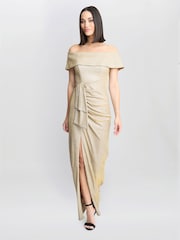 Gina Bacconi Gold Trudy Bardot Wrap Dress - Image 3 of 5