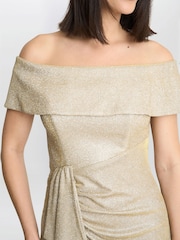 Gina Bacconi Gold Trudy Bardot Wrap Dress - Image 4 of 5