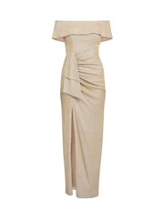 Gina Bacconi Gold Trudy Bardot Wrap Dress - Image 5 of 5