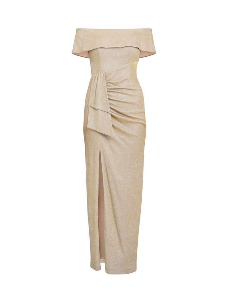 Gina Bacconi Gold Trudy Bardot Wrap Dress - Image 5 of 5