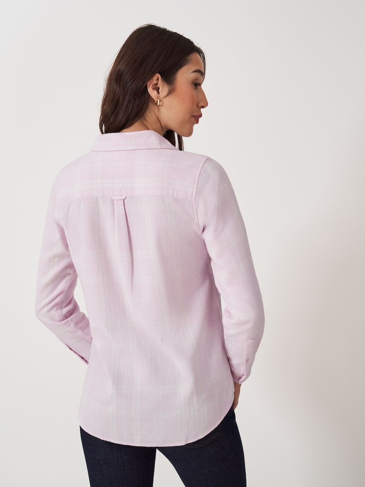 Crew Clothing Company Pink Brushed Flannel Check 100% Cotton Shirt - Image 2 of 5