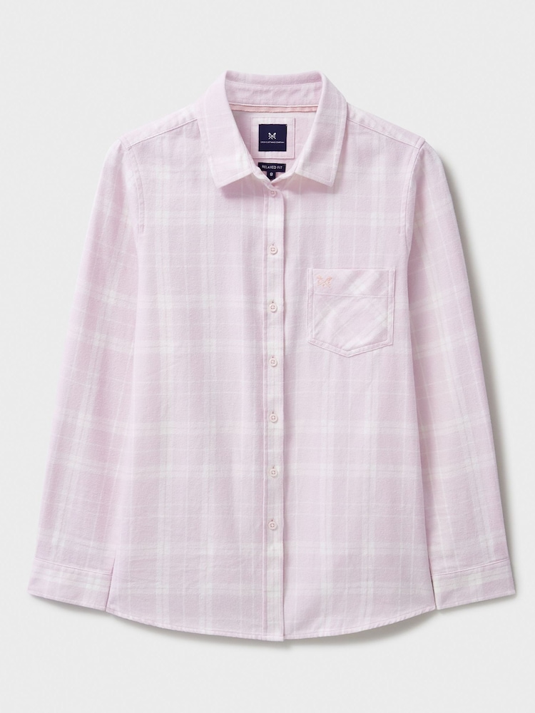 Crew Clothing Company Pink Brushed Flannel Check 100% Cotton Shirt - Image 5 of 5 Crew Clothing Company Pink Brushed Flannel Check 100% Cotton Shirt - Image 5 of 5
