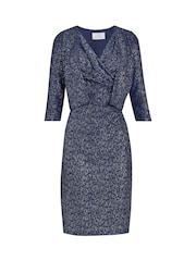 Gina Bacconi Blue Miriam V-Neck Dress And Jacket Set - Image 6 of 6