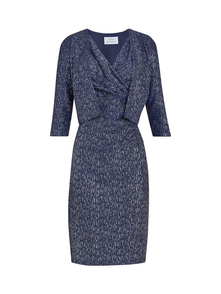 Gina Bacconi Blue Miriam V-Neck Dress And Jacket Set - Image 6 of 6