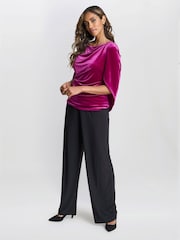 Gina Bacconi Pink Merna Draped Velvet Top - Image 1 of 6
