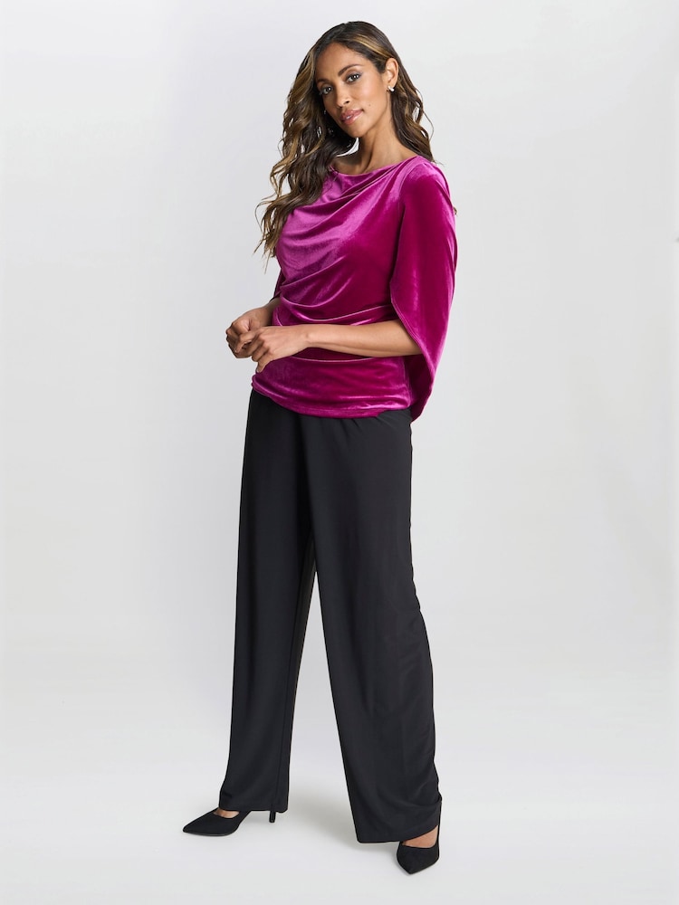 Gina Bacconi Pink Merna Draped Velvet Top - Image 1 of 6