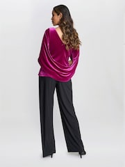 Gina Bacconi Pink Merna Draped Velvet Top - Image 2 of 6
