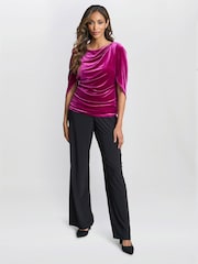 Gina Bacconi Pink Merna Draped Velvet Top - Image 3 of 6