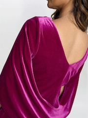Gina Bacconi Pink Merna Draped Velvet Top - Image 4 of 6