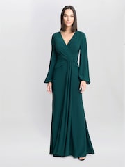 Gina Bacconi Зеленое платье Petra Jersey Knot Front макси - Image 1 of 5