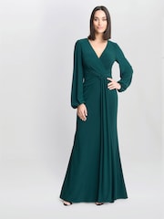 Gina Bacconi Зеленое платье Petra Jersey Knot Front макси - Image 3 of 5