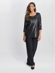 Gina Bacconi Flora Sequin Tunic Black Blouse - Image 1 of 5