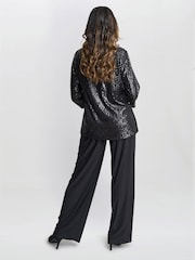 Gina Bacconi Flora Sequin Tunic Black Blouse - Image 2 of 5